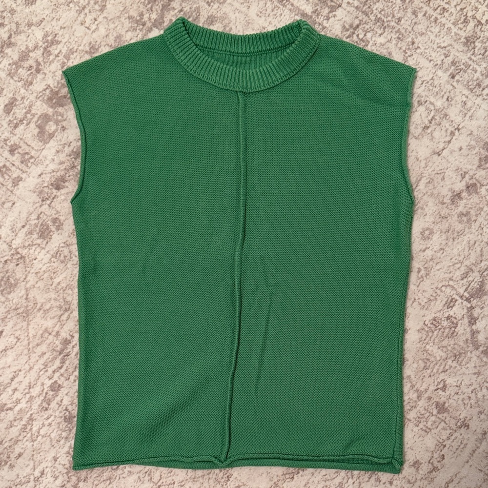 Green Sleeveless Knit Top